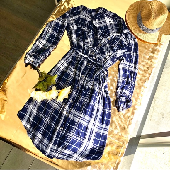 Motherhood Maternity Dresses & Skirts - Maternity Button Up Plaid Dress
